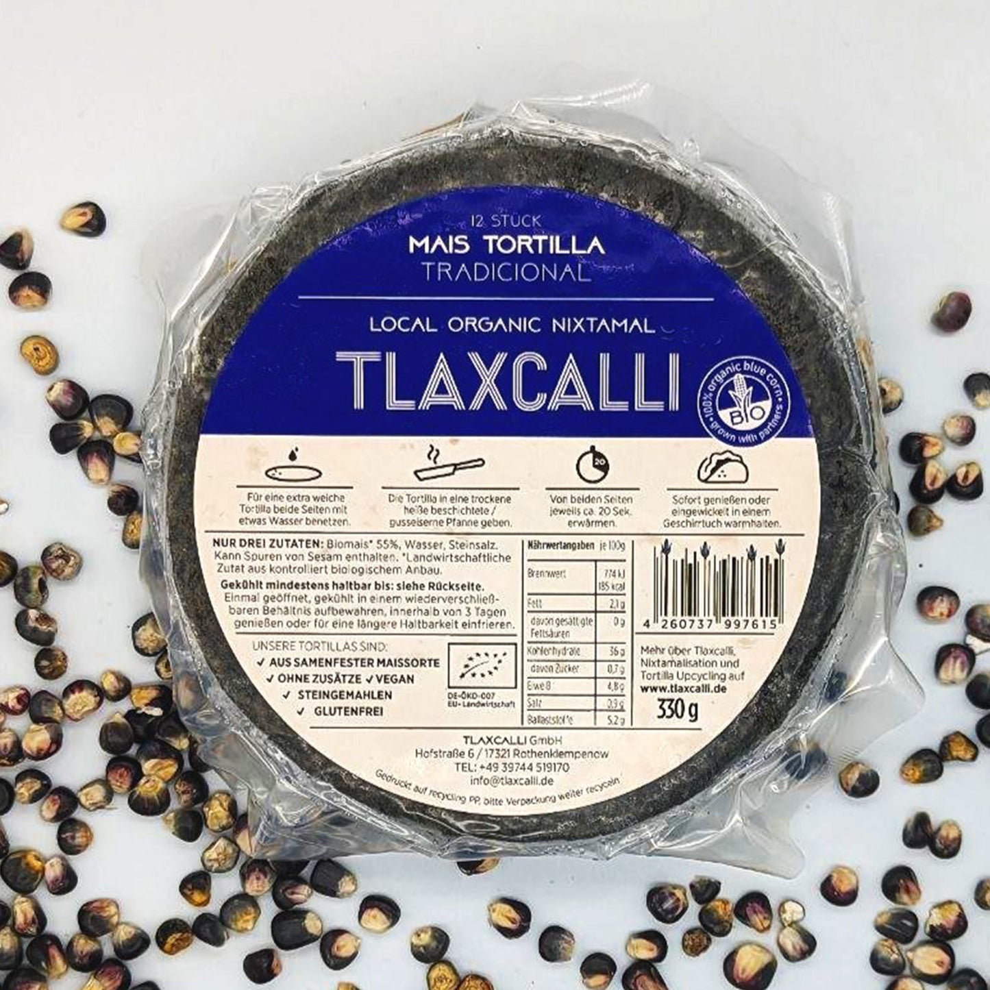 Mais Tortilla Tradicional blau 12 Stück (⌀ 15 cm)