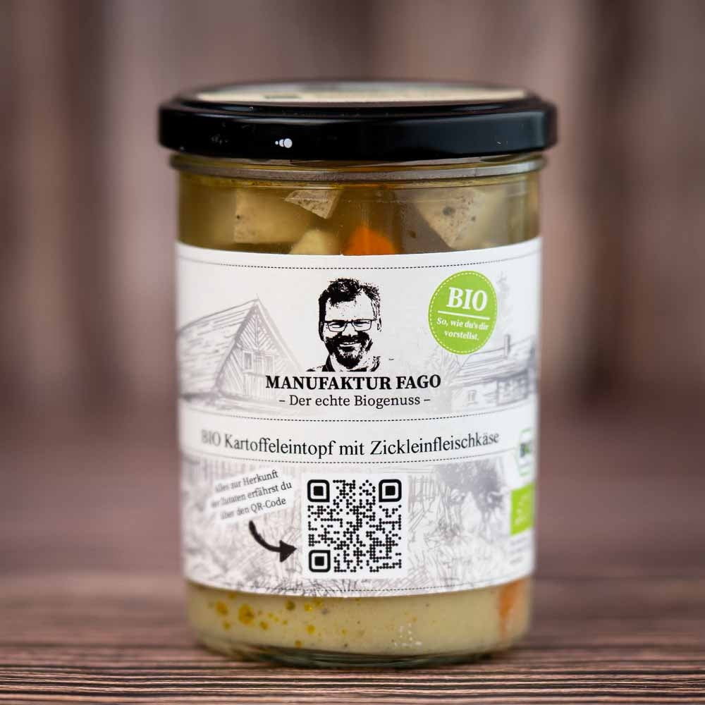 Kartoffeleintopf mit Zickleinfleischkäse
