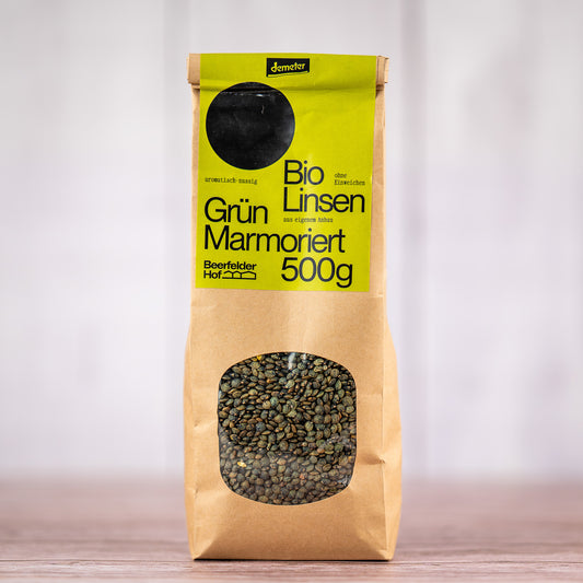 Bio Linsen - grün marmoriert